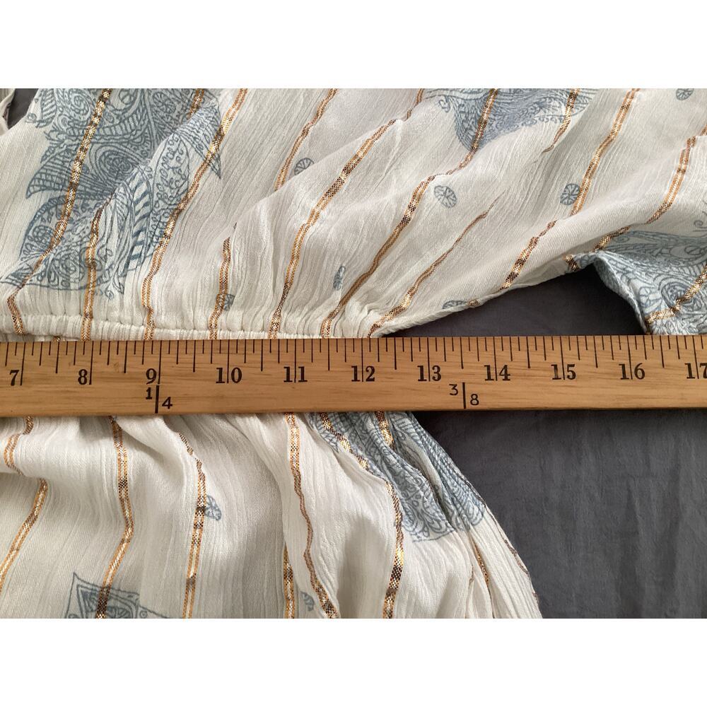 Bohemian tiered batwing sleeve maxi dress metallic stripes size L - Picture 5 of 5